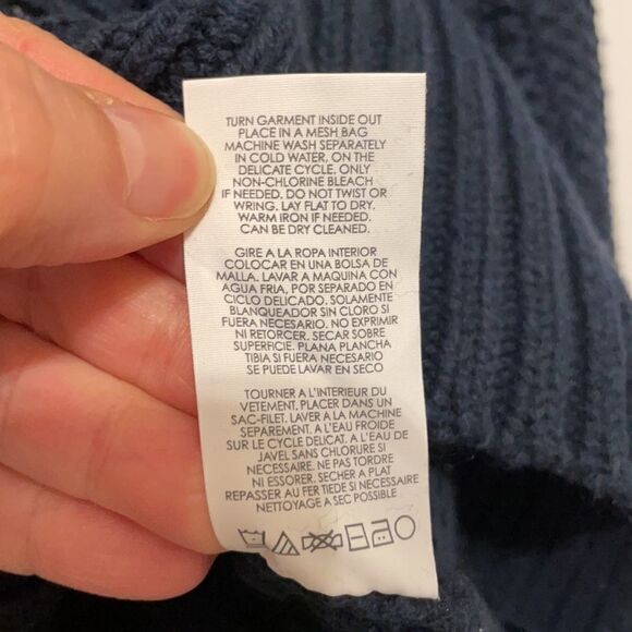 CAbi 3168 Navy Cable Knit Cowl Neck Sweater - Picture 7 of 8